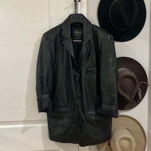 Vintage Sergio Vadducci Sleek Black Leather Blazer Coat